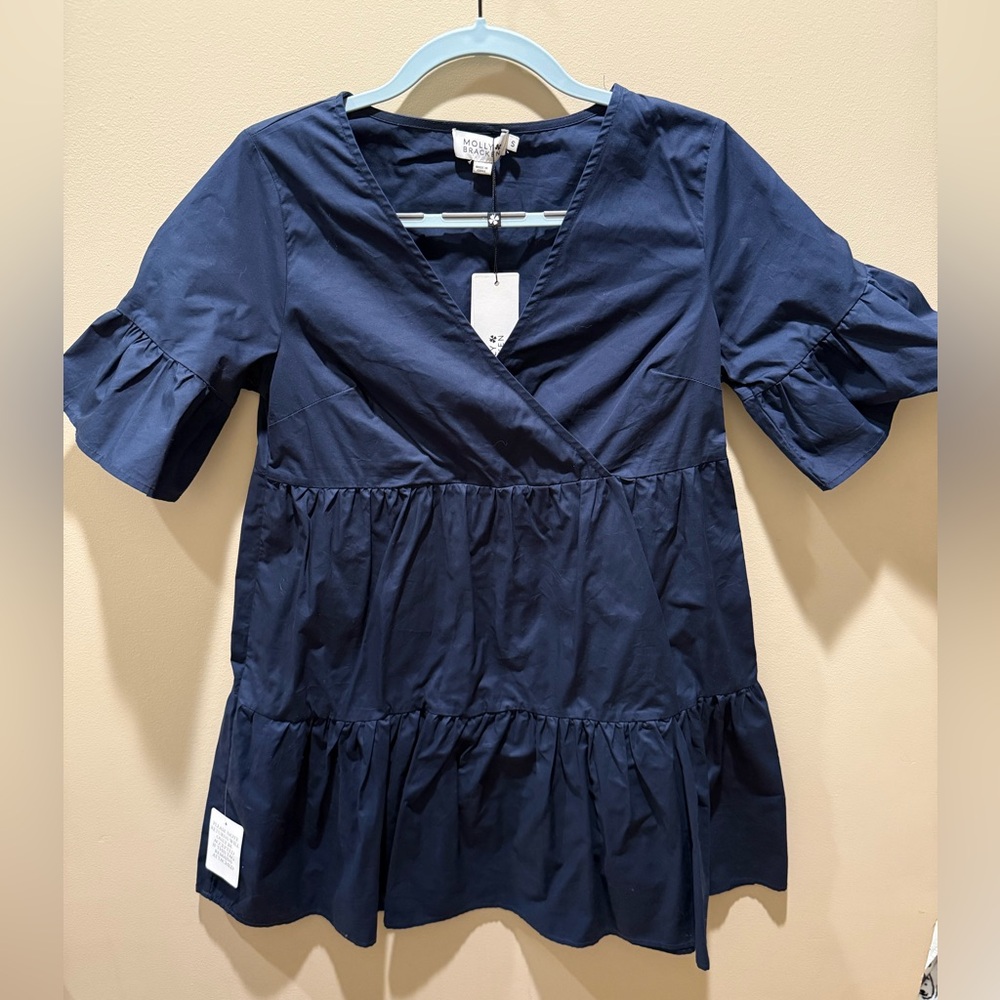 New Molly Bracken Navy Tiered Mini Dress Women’s Small